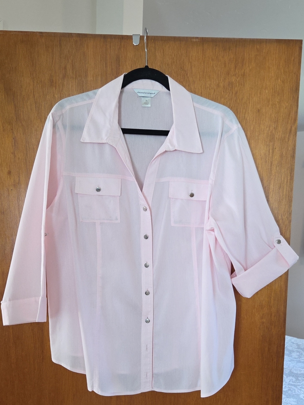 Christopher & Banks Light Pink Button-Front Blouse